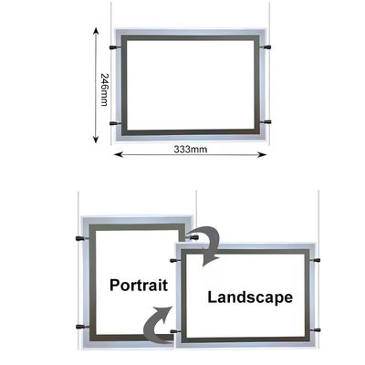 Snap Frame Kristal Işık Kutusu A4 Boyutlu Kristal Pencere Ekranı Asılı Işık Kutusu